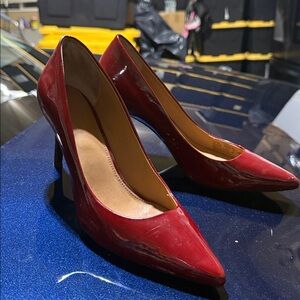 Calvin Klein Burgundy Heels with Gold Accent